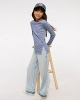 long-sleeve asymmetrical rib tee