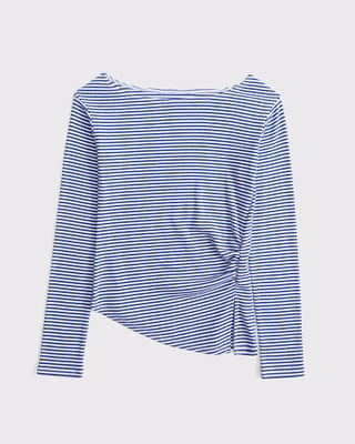 long-sleeve asymmetrical rib tee