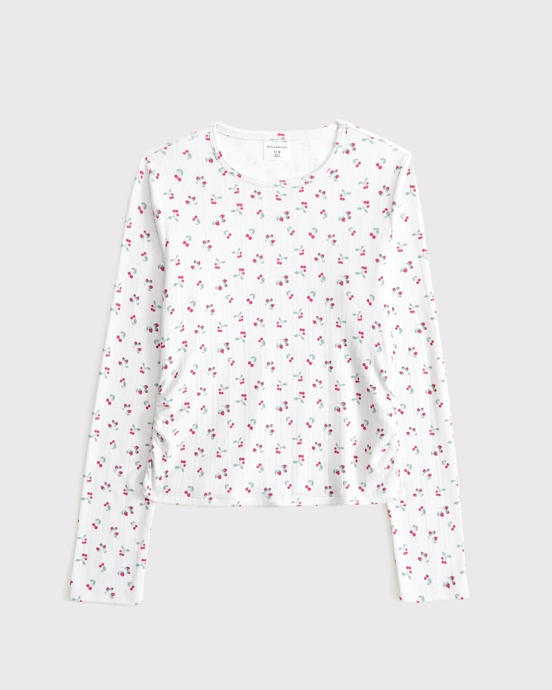 long-sleeve side ruched tee