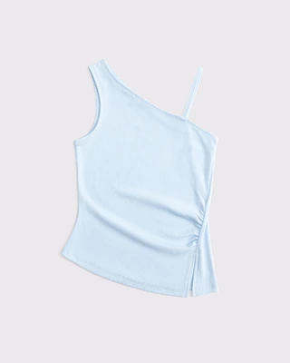one-shoulder ruched tank