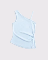 one-shoulder ruched tank