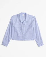 cropped poplin button-up shirt