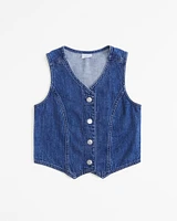cropped denim vest set top