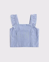 ruffle sleeve poplin top