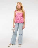 flutter sleeve bubble hem top