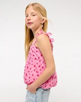 flutter sleeve bubble hem top