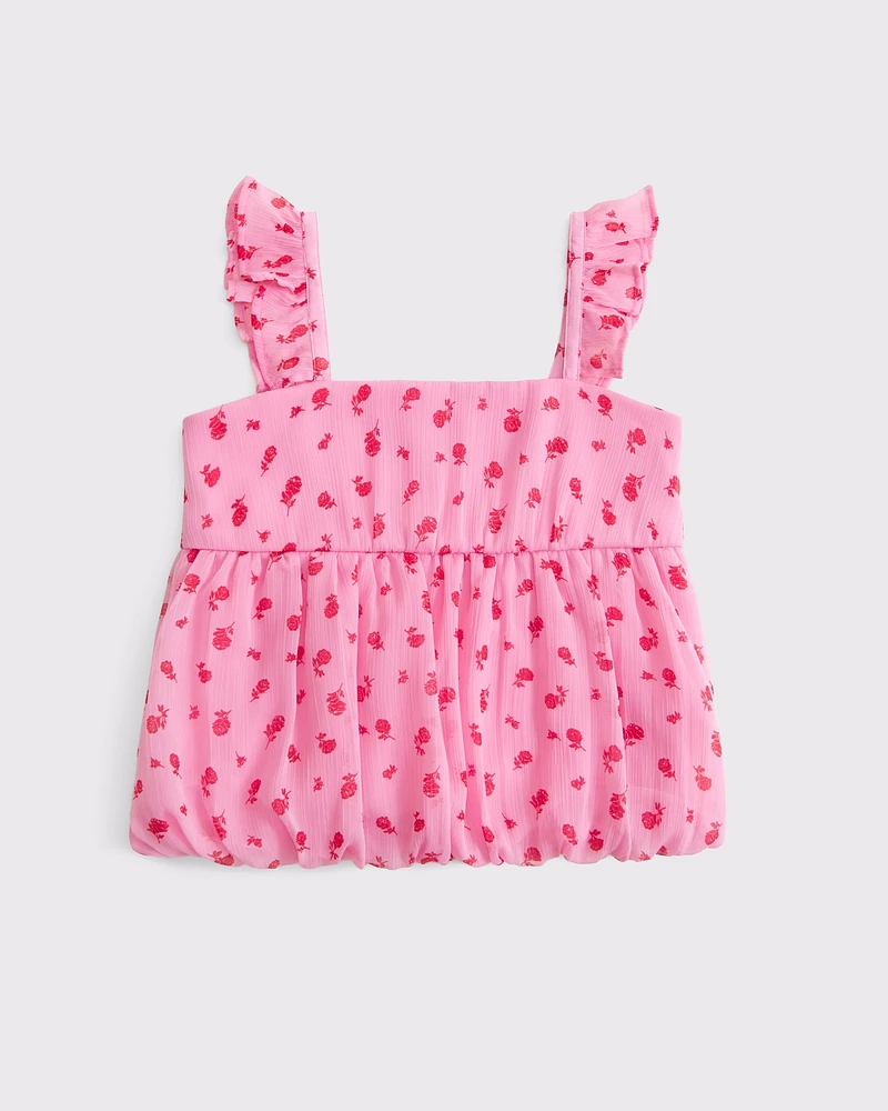 flutter sleeve bubble hem top