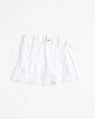 pleated denim skort