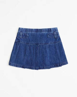 denim pleated skort