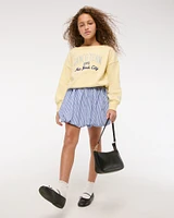 poplin bubble hem skort