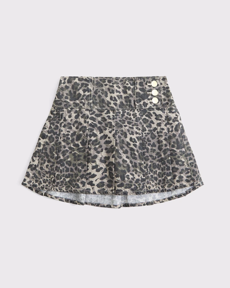 denim pleated mini skort