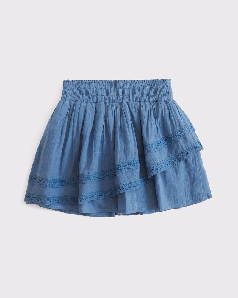 lace-trim tiered mini skort