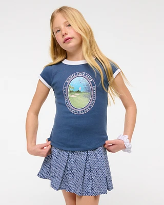 ypb mixed fabric pleated mini skort