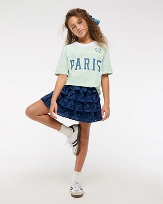 lace ruffle micro mini skort