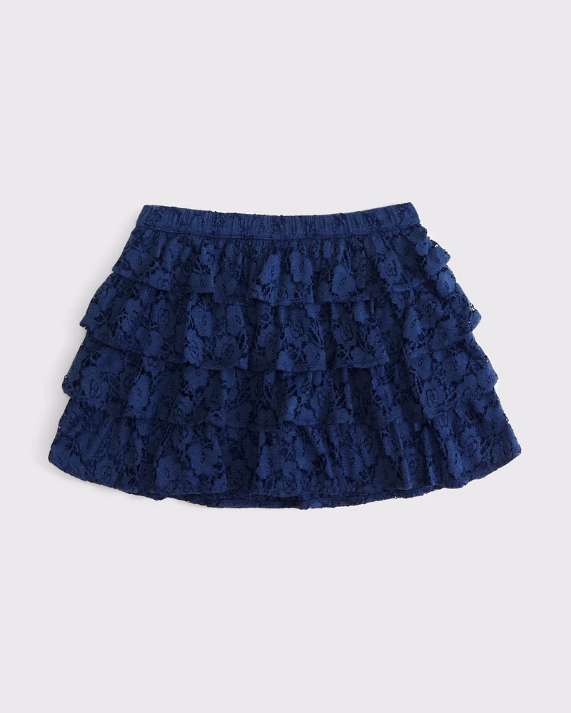 lace ruffle micro mini skort