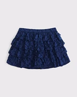 lace ruffle micro mini skort