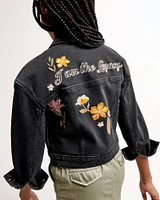 vol. 28 embroidered cropped denim jacket