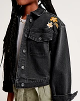 vol. 28 embroidered cropped denim jacket