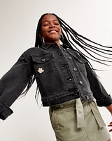 vol. 28 embroidered cropped denim jacket
