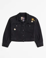 vol. 28 embroidered cropped denim jacket