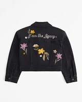 vol. 28 embroidered cropped denim jacket