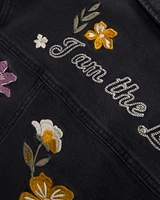 vol. 28 embroidered cropped denim jacket