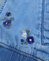 embroidered denim bomber jacket