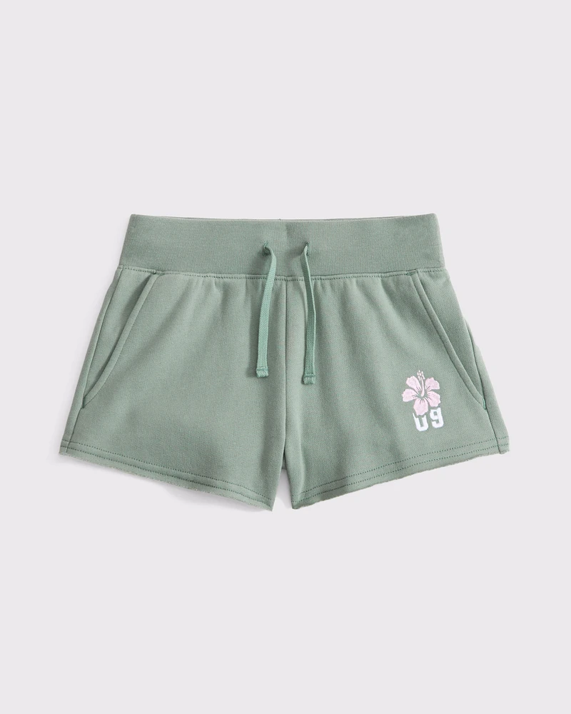 low rise cutoff fleece shorts