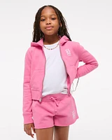 low rise cutoff fleece shorts