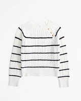 cable button crew sweater