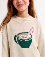 oversized graphic mockneck sweater