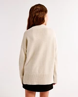oversized graphic mockneck sweater