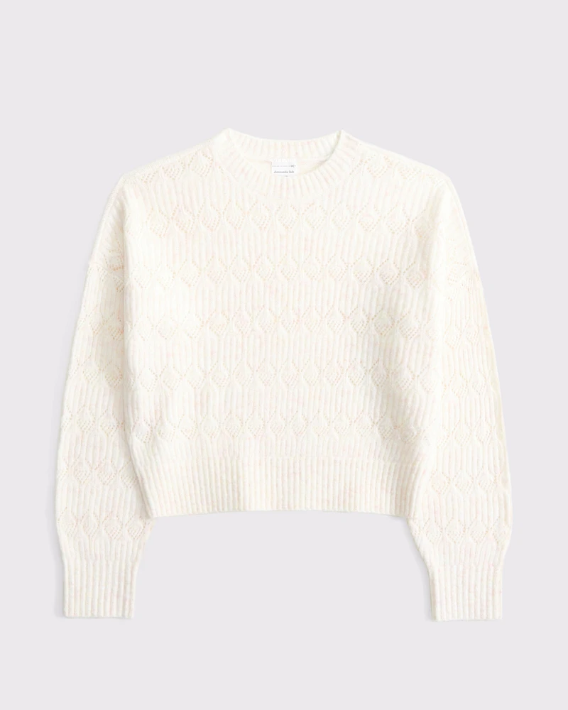 pointelle crew sweater