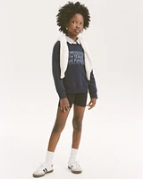 legging-friendly sporty graphic crew sweatshirt