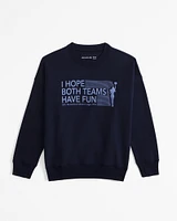 legging-friendly sporty graphic crew sweatshirt