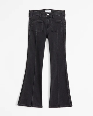 high rise belted flare jeans