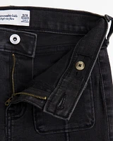 high rise belted flare jeans