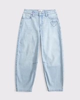 high rise barrel jeans