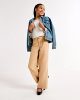 faux suede ultra wide leg pants