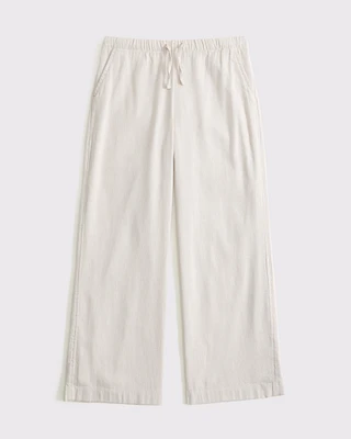 high rise ultra wide leg linen-blend pants