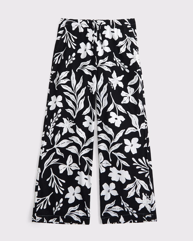 high rise ultra wide leg linen-blend pants