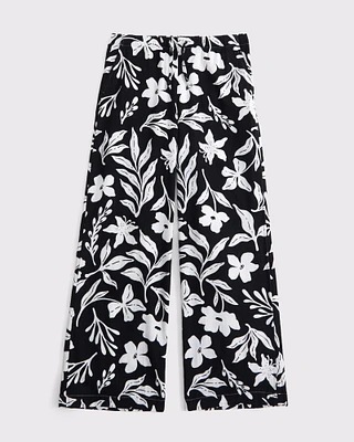 high rise ultra wide leg linen-blend pants