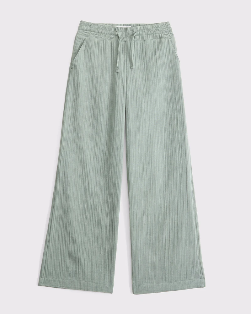 high rise ultra wide leg gauzy pants
