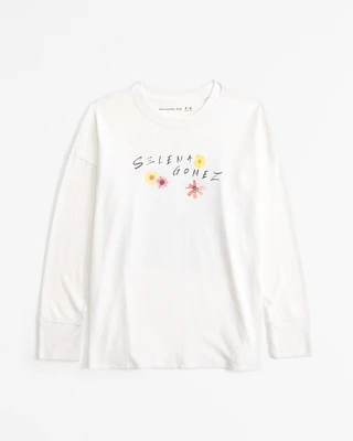 oversized long-sleeve selena gomez graphic tee