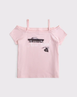 off-the-shoulder graphic tee
