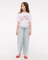 lace-trim cropped graphic tee