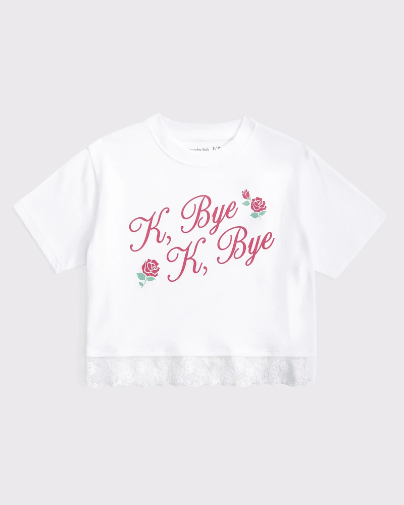 lace-trim cropped graphic tee