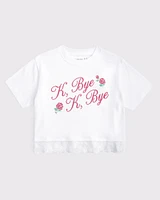 lace-trim cropped graphic tee