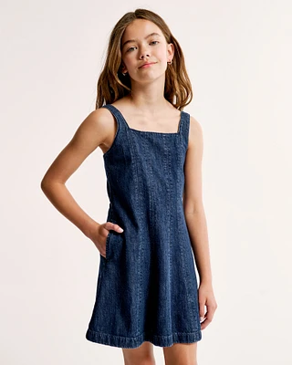 denim seamed mini dress