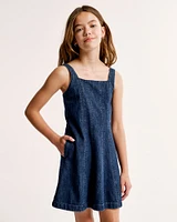 denim seamed mini dress